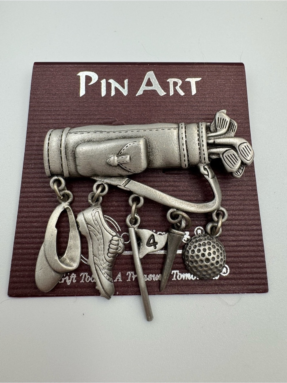 Pin Art Silver Golf Bag Charm Brooch - Women's Jewelry